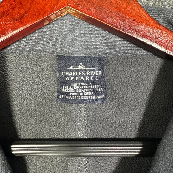 Charles River Sweatshirt Mens Large 1/4 Zip Gray Long Sleeve Logo Pullover Sport - Picture 4 of 6